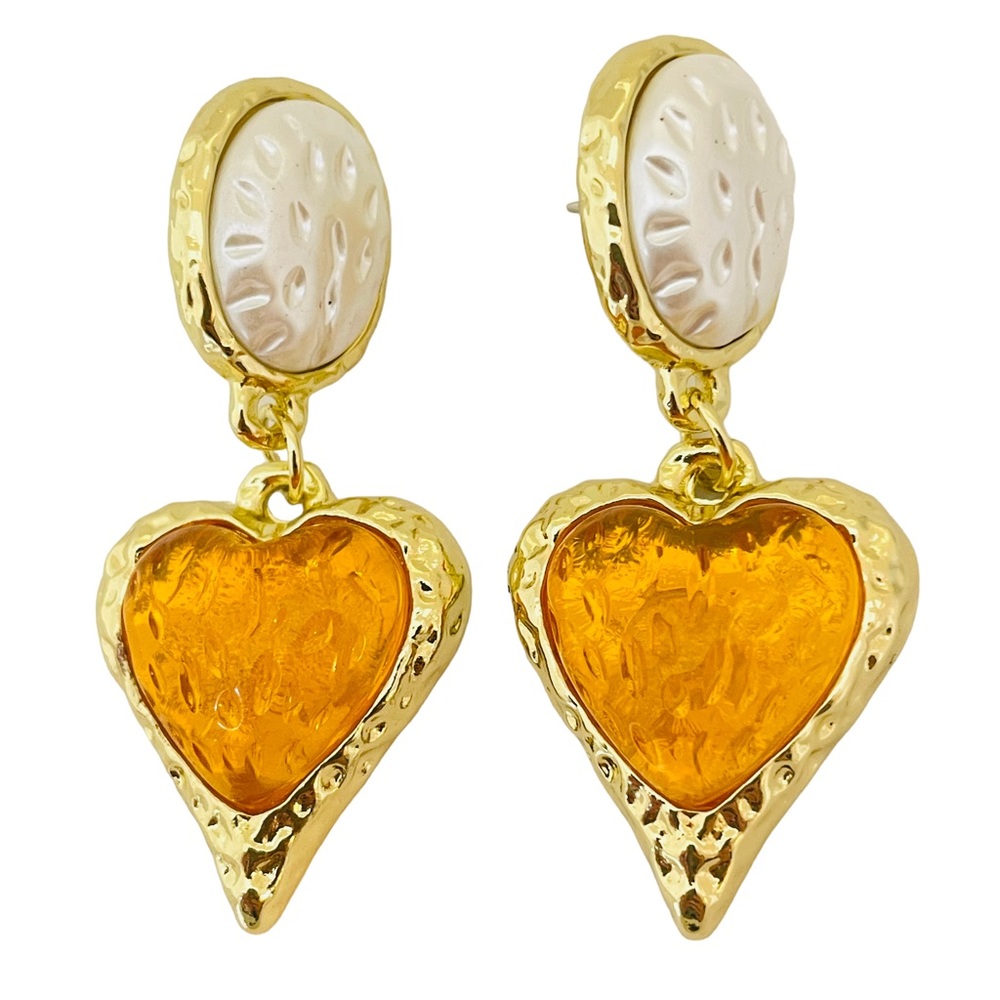 NEW vintage runway style glass gold plated statement designer earrings